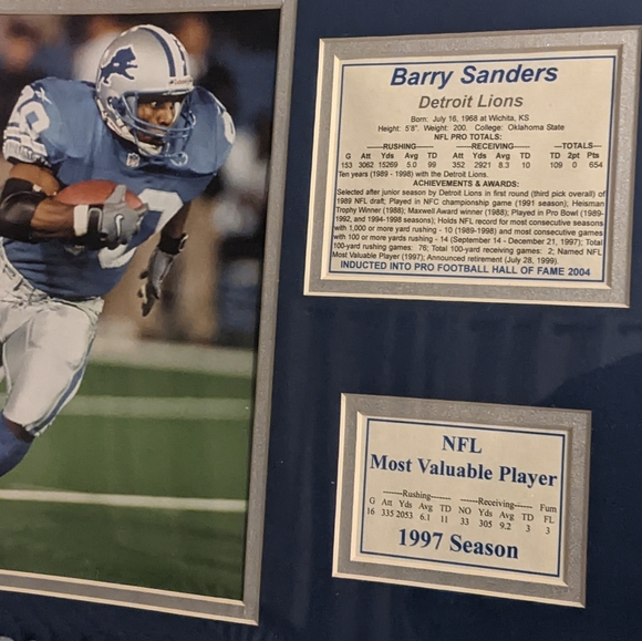 🆕 NFL Barry Sanders Memorabilia 14 x 11 in - Picture 2 of 3